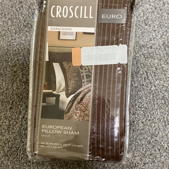 Euro pillow sham covers - 5 available - Croscill brown & black, Sancerre NWT - Picture 5 of 8
